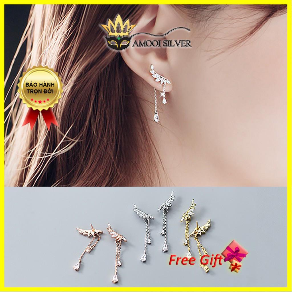 Bông tai bạc S925 vành đôi cánh - Amooi Silver AB74
