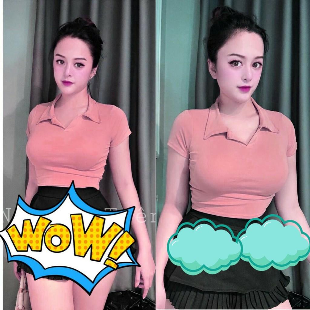 Áo croptop phông nữ cổ bẻ thời trang XIXO mã ATN0015