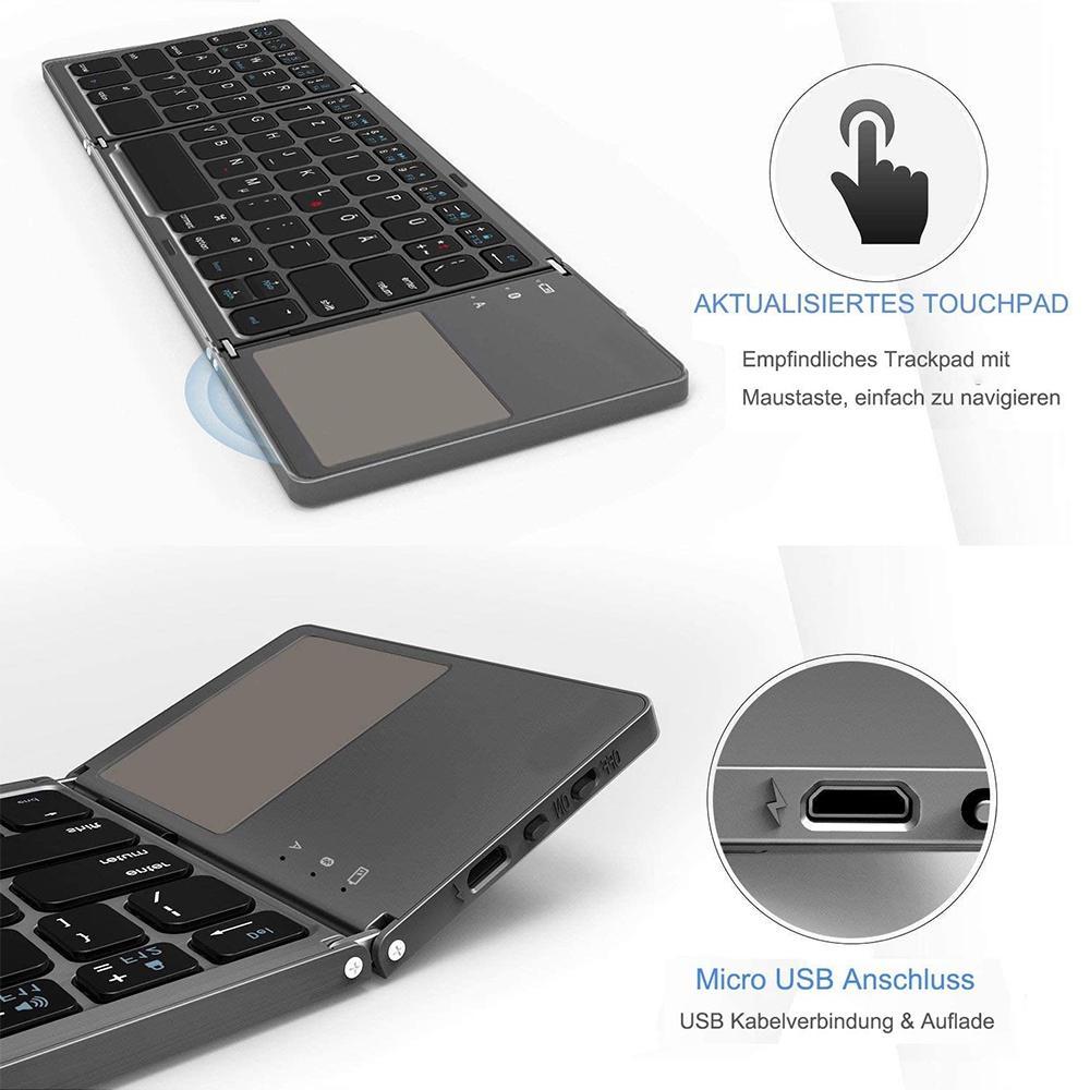 Bàn Phím Bluetooth Không Dây Mini Gấp Gọn Có Chuột Cảm Ứng Cho Android Ios Windows Pc Tablet Điện Thoại