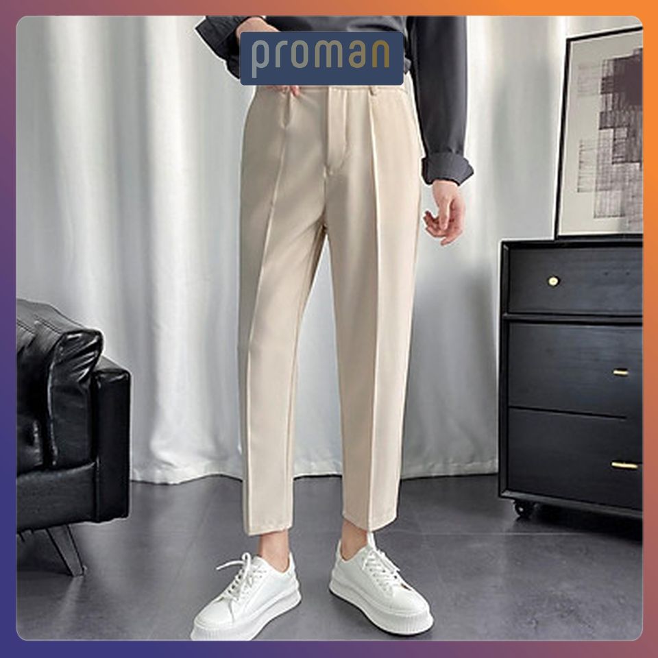 Quần baggy nam ống rộng, quần ống suông nam dáng Baggy vải lụa hàn co giãn, không nhăn không xù AU01 - PROMAN
