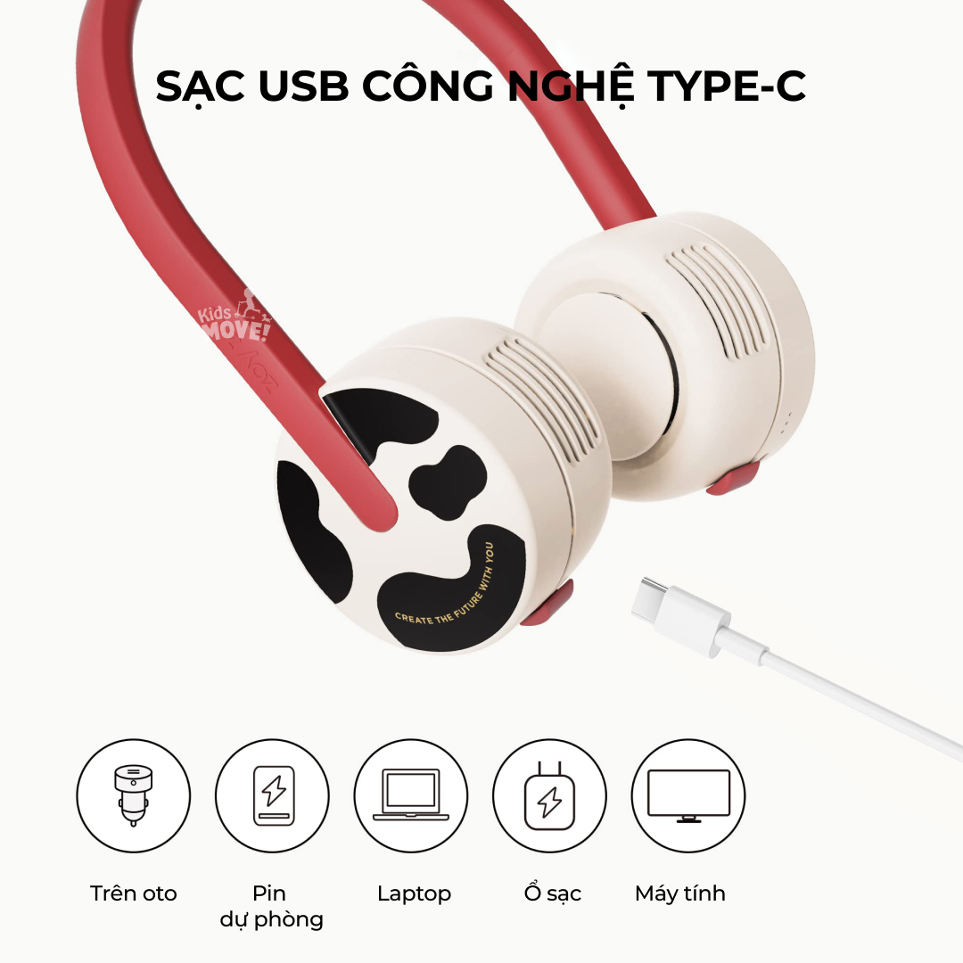 Quạt đeo cổ mini thông minh Zoyzoii, làm mát 360 độ, sạc USB type-C cao cấp, thời trang, pin 1800mAh hàng chính hãng