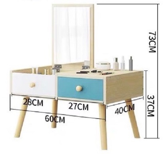 Hình ảnh BÀN TRANG ĐIỂM MINI - BÀN TRANG ĐIỂM NGỒI BỆT GỖ CAO CẤP LÕI XANH KHÁNG ẨM