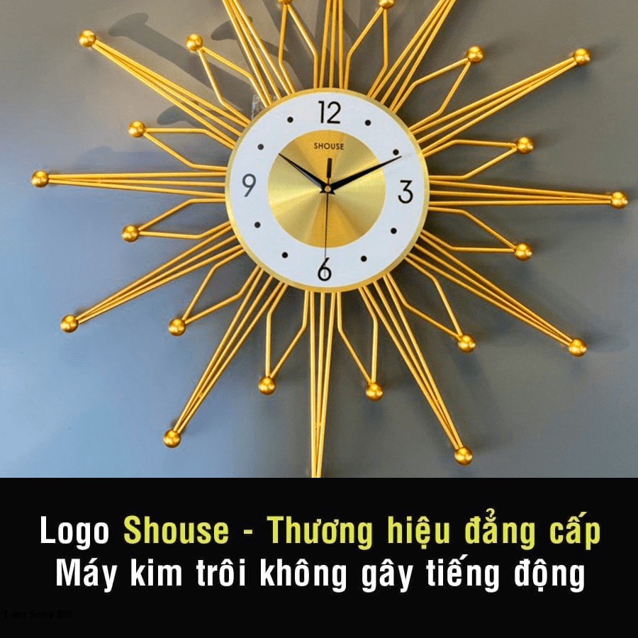 Đồng Hồ Treo Tường Kim Trôi Shouse A203 hiện đại sang trọng không gây tiếng động cho phòng khách chung cư