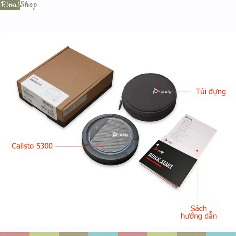 Poly Calisto 5300 - Micro Kèm Loa Hội Nghị Trực Tuyến, Bluetooth 5.0, Tích Hợp Microsoft Teams Dành Cho Nhóm 3-5 Người - Hàng chính hãng
