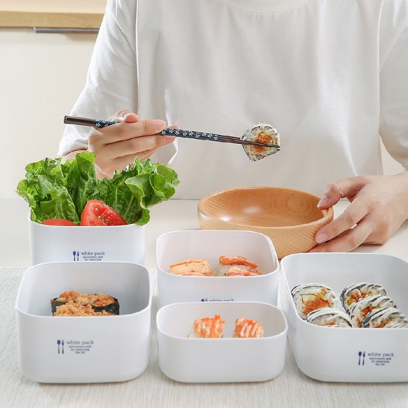 Hộp nhựa bảo quản thực phẩm có nắp mềm Nakaya White Pack - Made in Japan