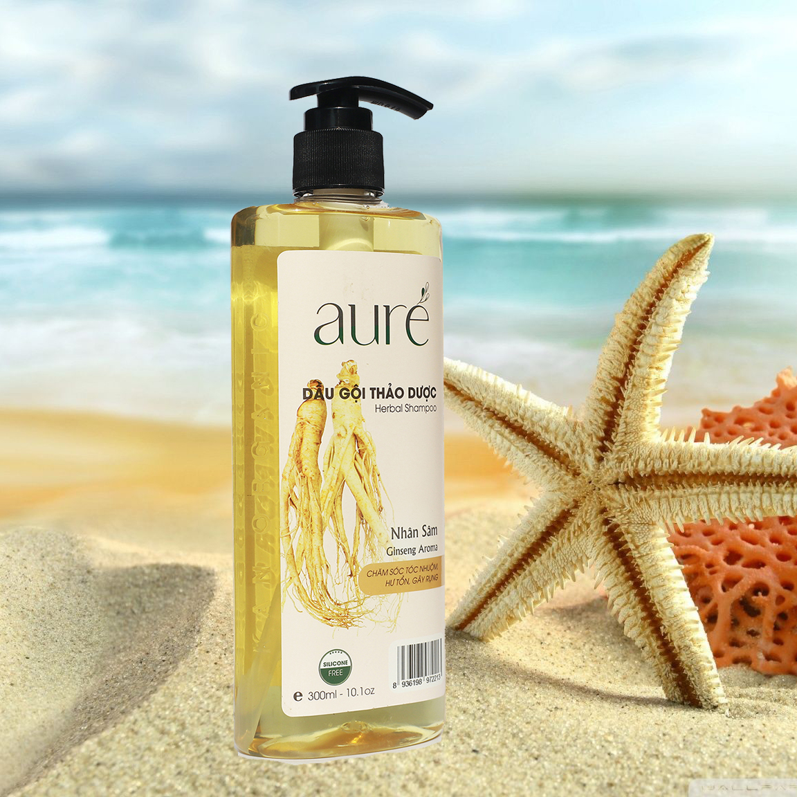 Dầu gội thảo dược Auré HERBAL SHAMPOO hương nhân sâm giàu dưỡng chất làm mượt tóc, nuôi dưỡng tóc hư tổn