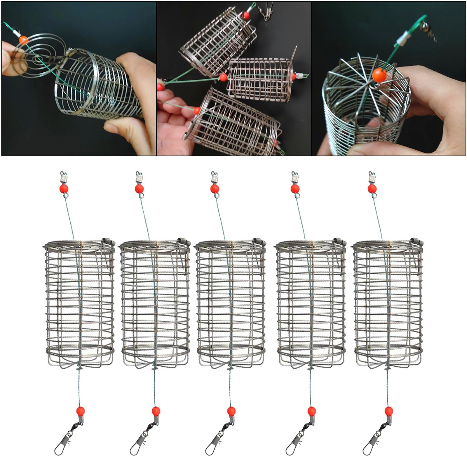 5pcs Carp Fishing Bait Trap Cage Feeder Basket Holder, Anti-rust Coarse Lure Feeder Carp Small Fishing Tackle Kit for Shrimp Carp Crayfish Crab