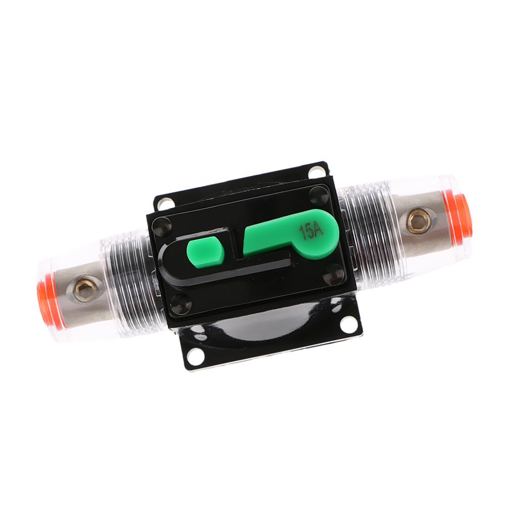 2Pcs 15Amp In-Line Circuit Breaker Stereo Audio Car RV Fuse Holder 12-32V