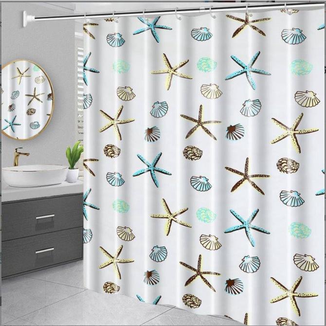 Rèm treo nhà tắm có móc treo sao biển- 180x180cm