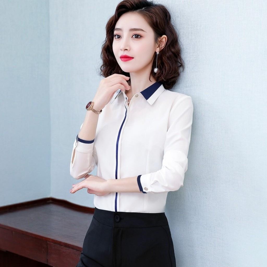 Áo Sơ Mi Nữ Dài Tay Viền Nẹp YG855 Chất Vải Cao Cấp, Bền đẹp