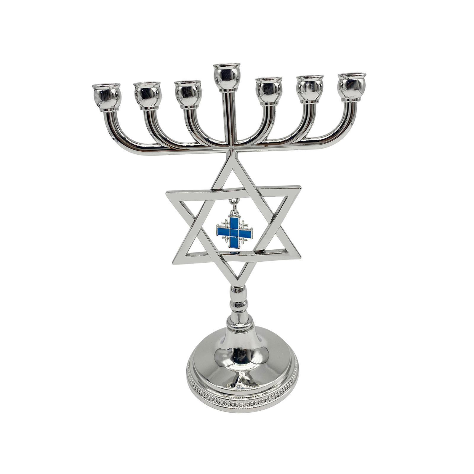 Hanukkah Menorah Candle Holder with star  Branches Candlestick Decorations Elegant for Fireplace Mantel Height 17cm Candle Stand