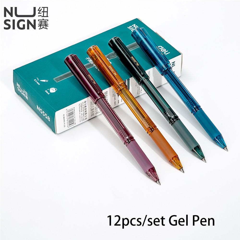 Bút bi dạng gel cao cấp Nusign - mực đen - ngòi 0.5mm nắp đậy - Xanh dương/Xanh lá/Cam/Hồng - 1 chiếc - NS558