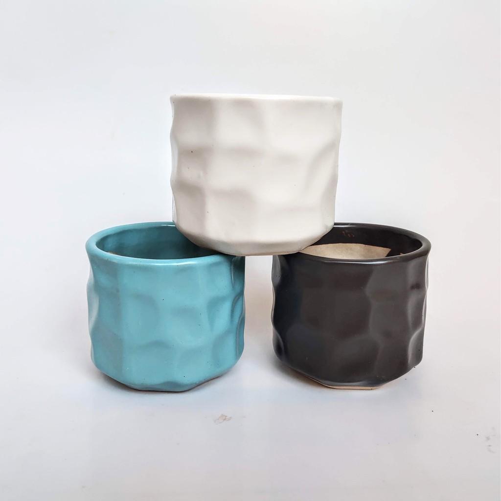 Chậu sứ trụ men lạnh siêu xinh. Chậu sứ men lạnh 8 cm, phù hợp trồng sen đá, xương rồng, cẩm nhung, cây mini