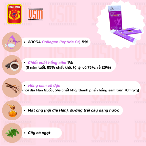 Thạch Hồng Sâm Collagen Phân Tử Thấp - Ginseng House Hộp 200g