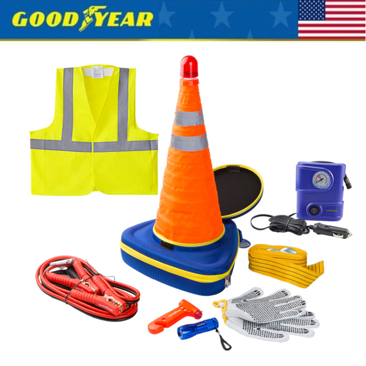 Bộ Cứu Hộ Ô Tô Khẩn Cấp 9 Món Thương Hiệu Cao Cấp Goodyear 3049 - Hàng Nhập Khẩu