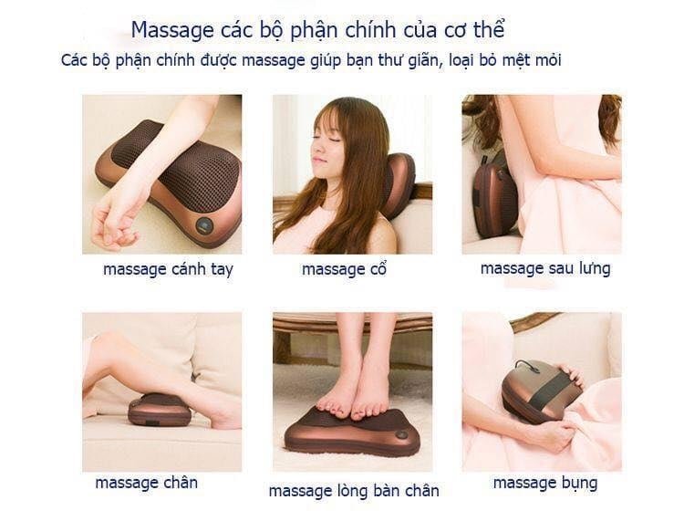 GỐI MASSAGE HỒNG NGOẠI 6 BI CÓ CHẾ ĐỘ ĐẢO CHIỀU CAO CẤP GIÚP GIẢM ĐAU MỎI VAI GÁY CỔ, CÓ KÈM DÂY SẠC SỬ DỤNG TRÊN Ô TÔ, PHÙ HỢP KHI DÙNG Ở NHÀ, TRÊN XE HƠI