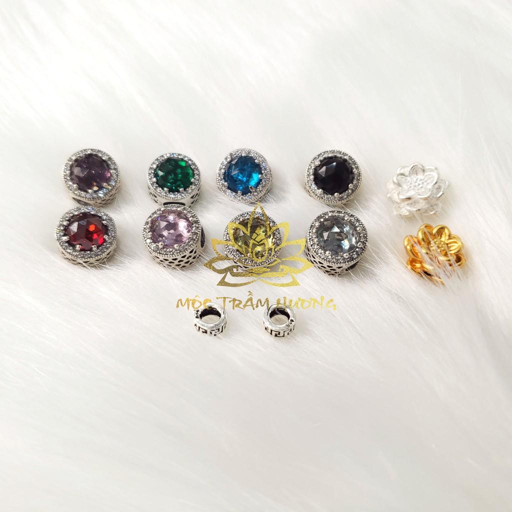 Vòng tay Chuỗi Tràng Hạt 216 4mm Trầm Sánh Chìm MIX Bạc S925 CHARM - Trầm Hương Tự Nhiên