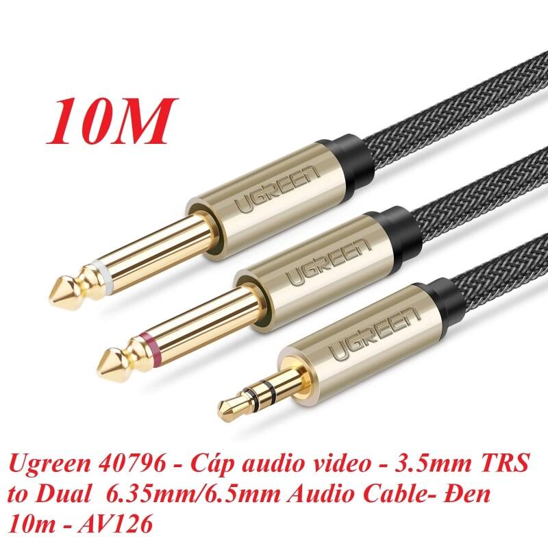 Ugreen UG40796AV126TK 10M Màu Đen Cáp âm thanh 2 đầu 6.5mm dương sang 3.5mm dương cao cấp - HÀNG CHÍNH HÃNG