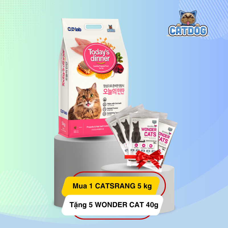 [ 5KG ] - Today's diner  hạt thức ăn cho mèo mọi lứa tuổi MUA 1 TẶNG 5 SAMPLE WONDERCAT