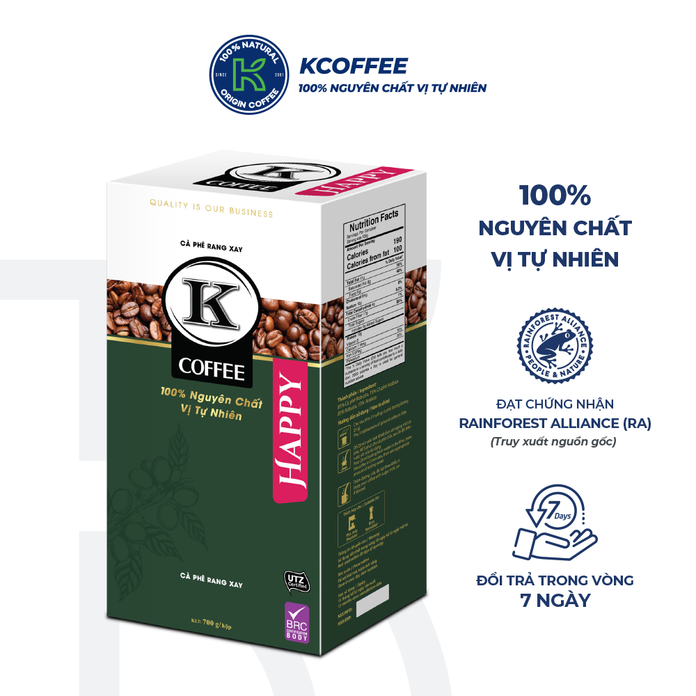 Hình ảnh Cà phê rang xay K-Coffee Robusta Arabica chuẩn xuất khẩu K-Happy (700g/gói)
