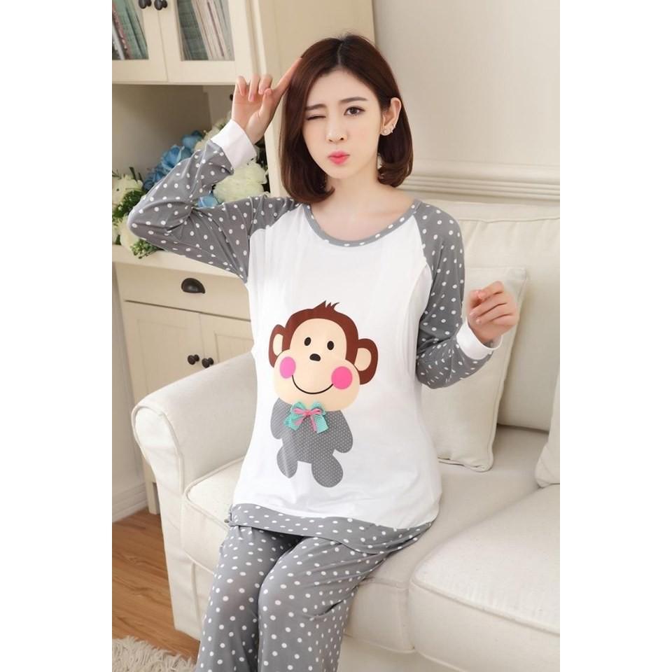 Bộ bầu  dài tay mặc nhà cho con bú