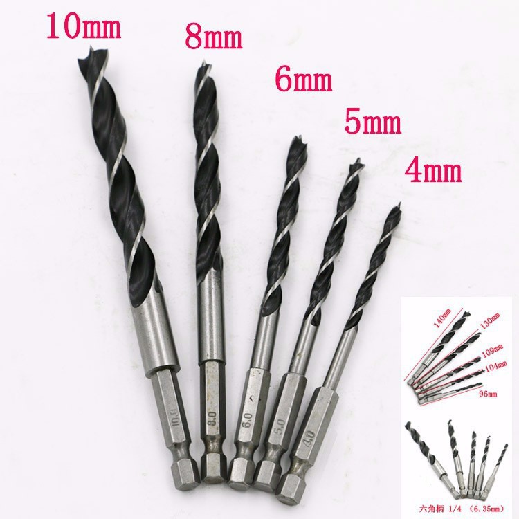 Bộ 5 mũi khoan gỗ chuôi lục giác có đầu định tâm