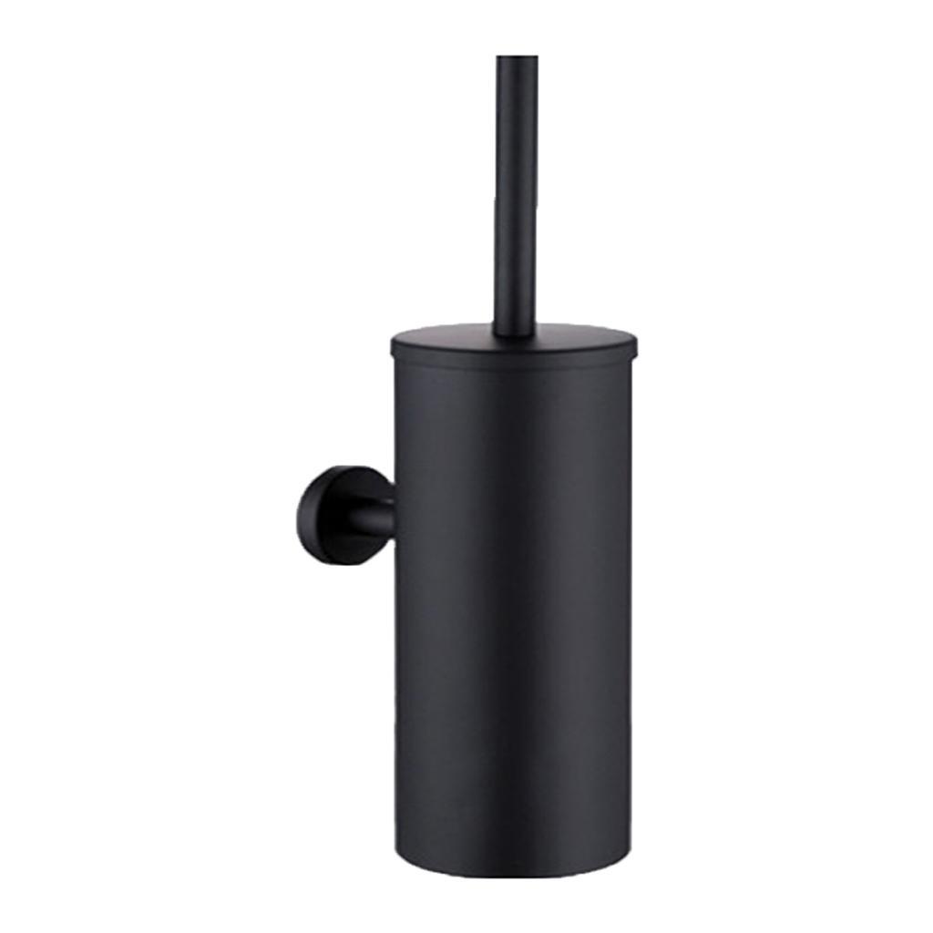 Wall Mounted Toilet Brush Detachable Brush Head for Bathroom black matte