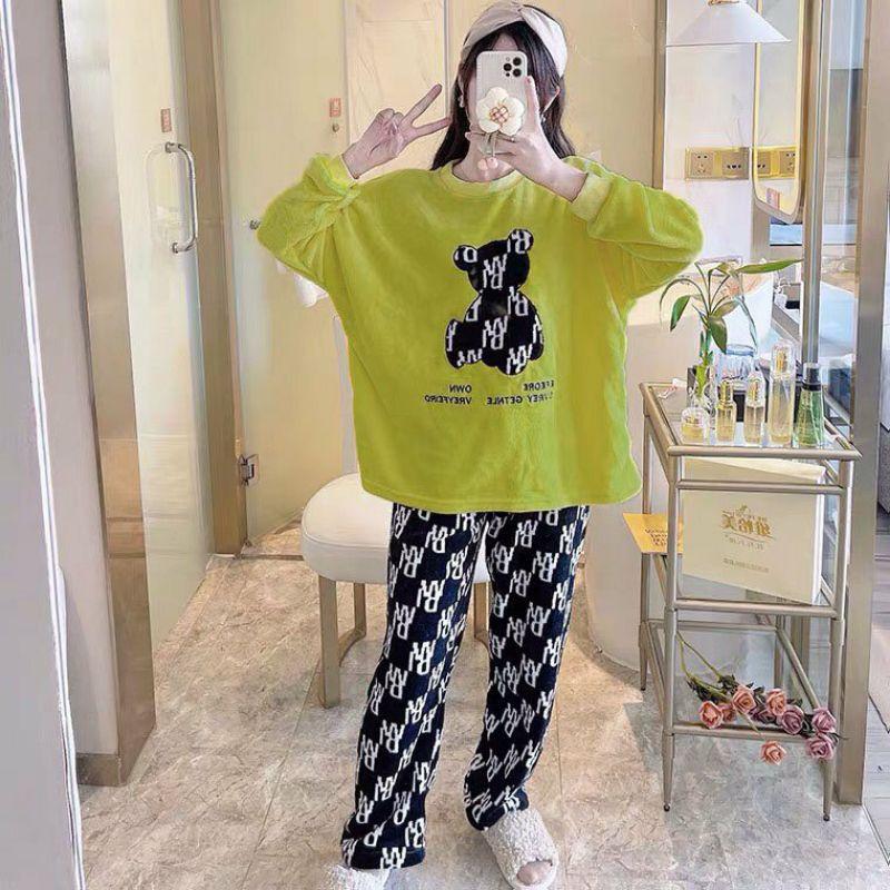 Đồ Bộ Pyjama Dài Tay, Đồ Ngủ Mặc Nhà Pizama Nữ Siêu Dễ Thương In Hình Hoạt Hình