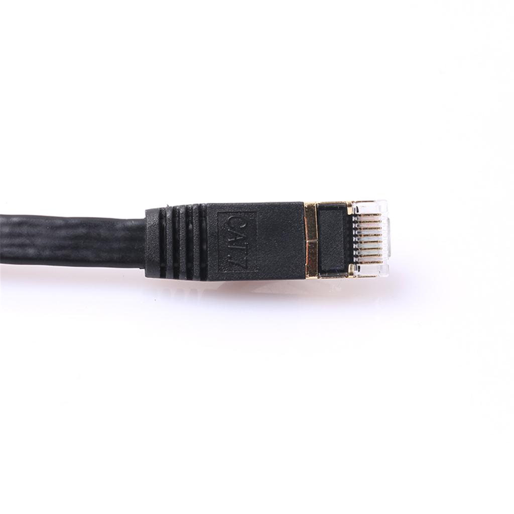 Gold Plated RJ45 Flat Cat7 Ethernet 10Gbps SSTP Network LAN Cable Lot 1m-15m