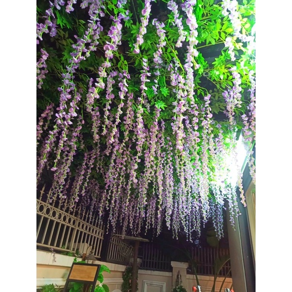 Hoa tử đằng giả, hoa giả trang trí tiền cảnh, cây giả trang trí nhà, hoa trang trí tết, dài 110cm có 3 nhánh nhỏ