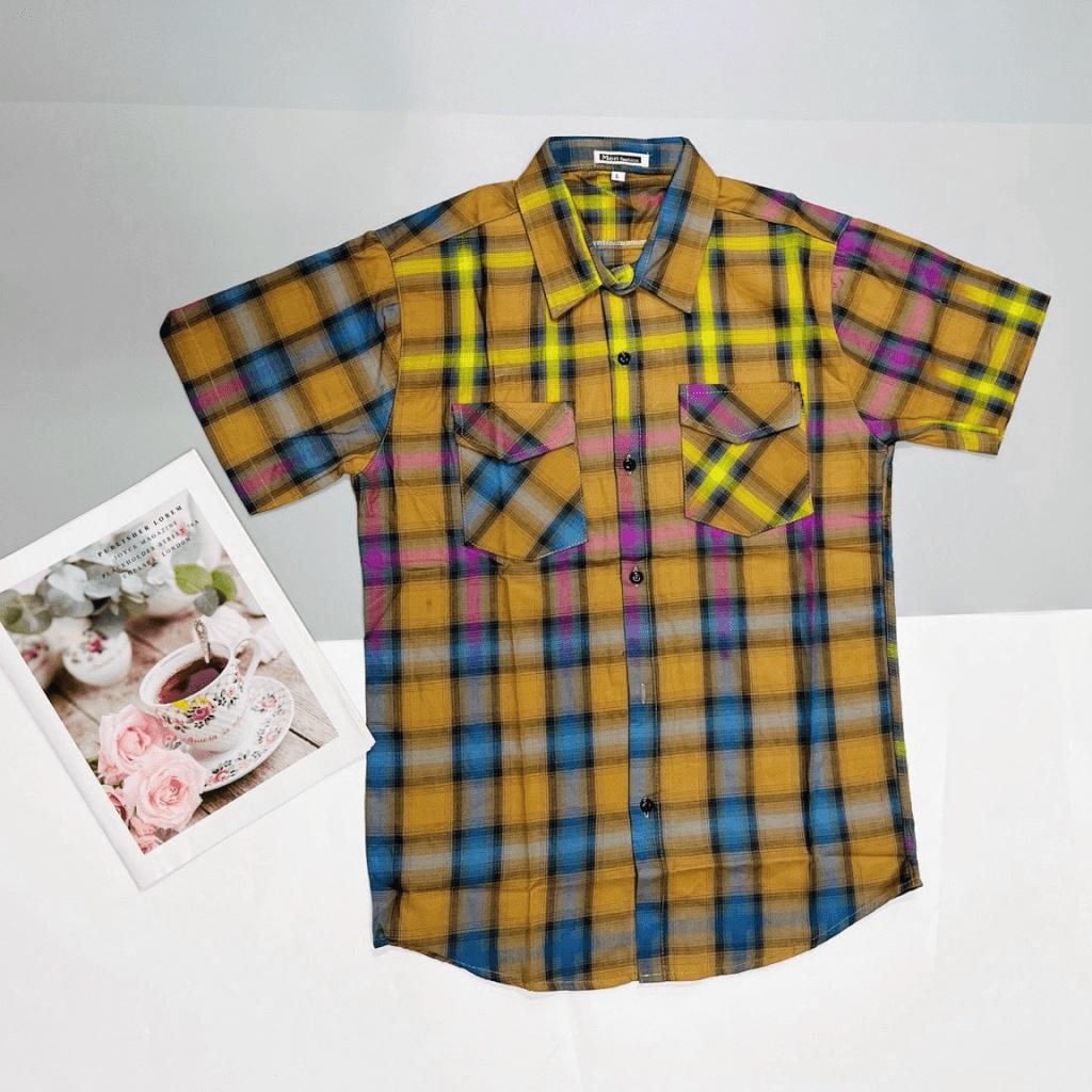 ÁO SƠ MI NAM CARO TAY NGẮN THỜI TRANG LUXURY ĐẲNG CẤP CHO CÁC ANH EM BỐN MIỀN , THỜI TRANG BOY PHỐ CỔ THỜI TRANG N
