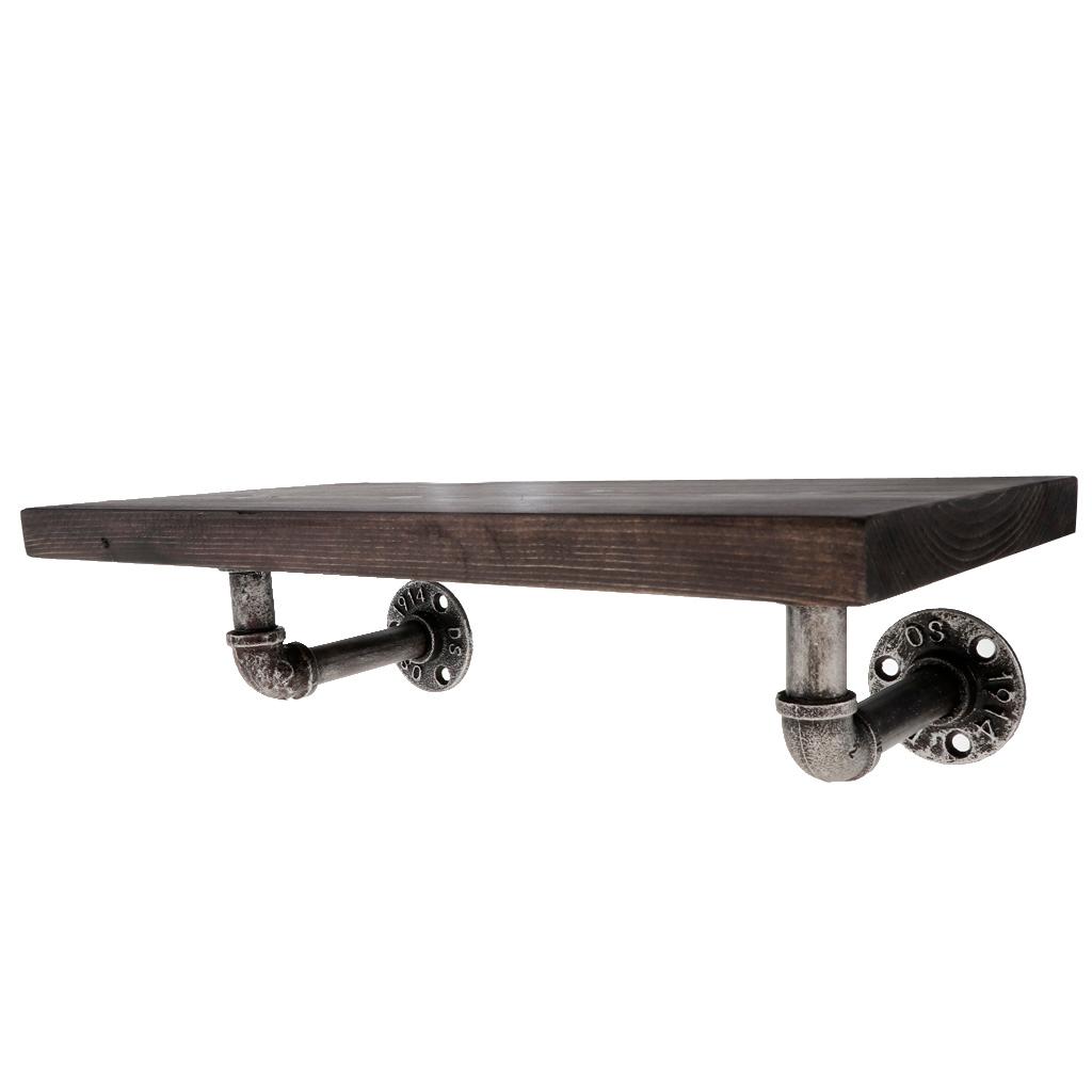 Industrial Pipe Bracket Heavy Duty Iron Wall Storage Shelf Rack Coffee