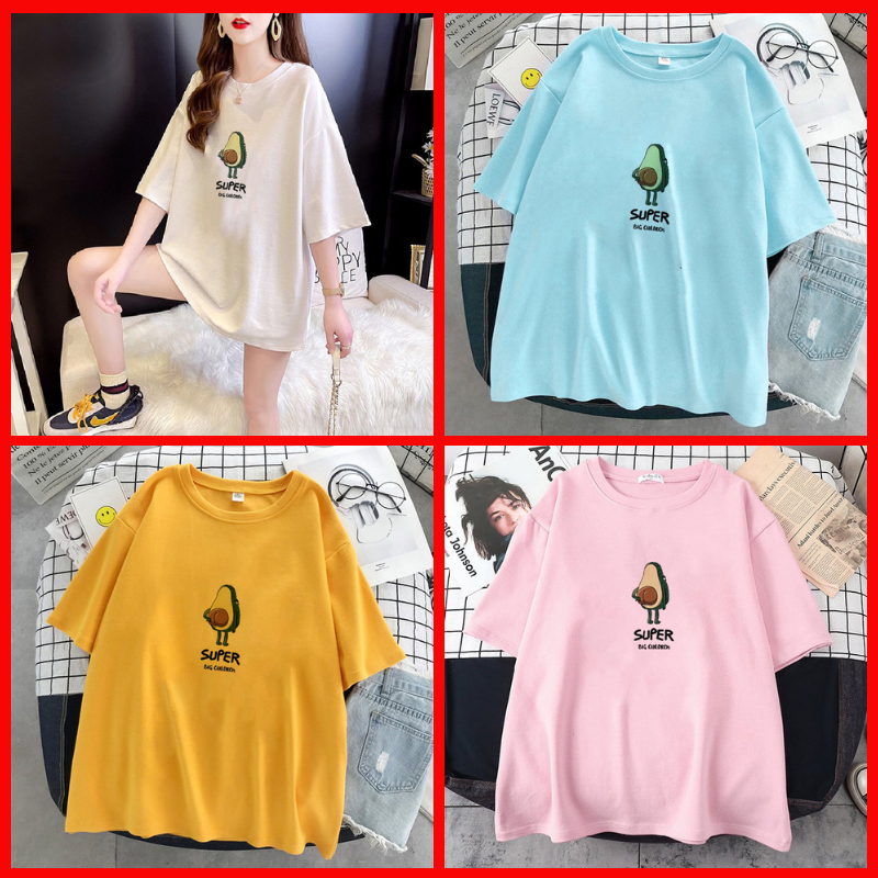 Áo Thun Nữ Unisex Tay Lỡ In Trái Bơ SUPER Siêu Cute