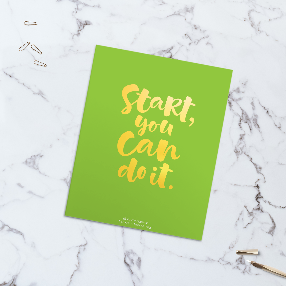 Sổ kế hoạch planner 18 tháng 2022-2023 SDstationery “Start, you can do it” 16.5x20.5, 48 trang, gáy dập ghim, bìa ép kim