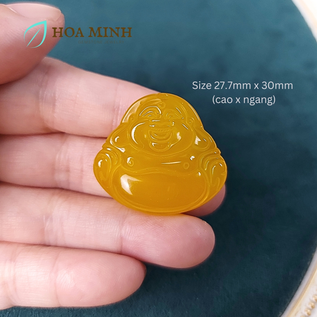 Mặt dây chuyền kiểu ngài Di Lặc đá Mã Não A size 27x30mm hoan hỉ phong thuỷ tài lộc