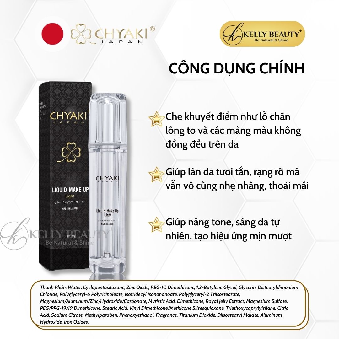 Kem Che Khuyết Điểm Chống Nắng Chyaki Liquid Make Up Light | Kelly Beauty