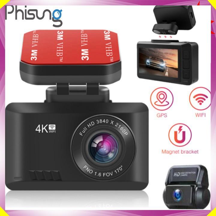 Camera hành trình ô tô thương hiệu cao cấp Phisung 4K, Wifi, 2.45 inch - Mã: G3 - Hàng Nhập Khẩu 