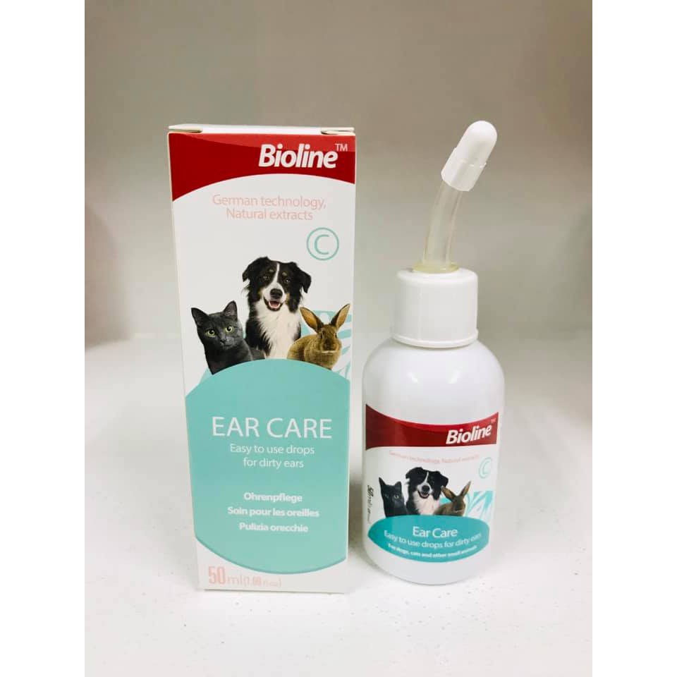 Chai nước rửa vệ sinh tai cho Chó Mèo Bioline 50ml , Dung dịch vệ sinh tai thú cưng – Tadida Pet