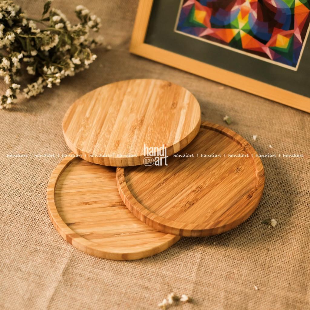 Khay gỗ tre hình tròn - Khay tre đựng thức ăn - Khay tre tự nhiên- bamboo wooden tray