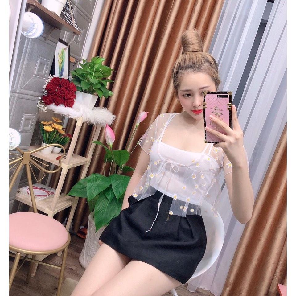 Áo Croptop Hoa Cúc cho nữ