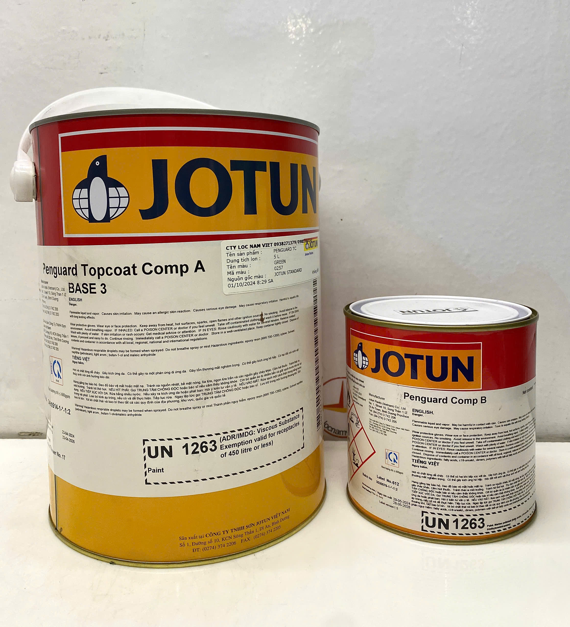 Sơn Epoxy Jotun Penguard Topcoat base 3 màu xanh - Green 0275 _5L/bộ