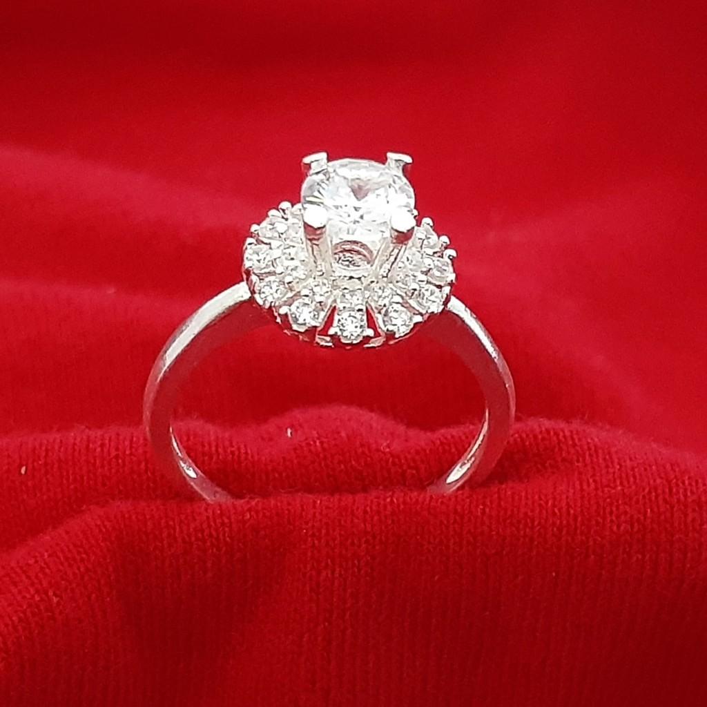 Nhẫn nữ bạc ổ cao gắn kim cương nhân tạo 6 lý chất liệu bạc thật không gỉ không đen ,có thể chỉnh size tay - QTNU16