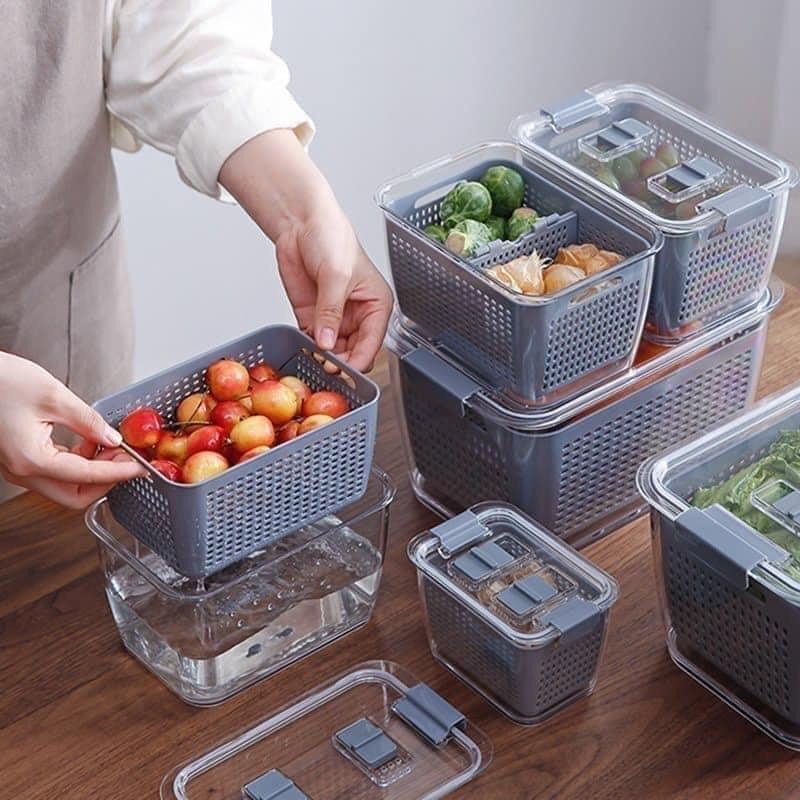 Hộp đựng đựng thực phẩm để tủ lạnh 2 lớp cao cấp