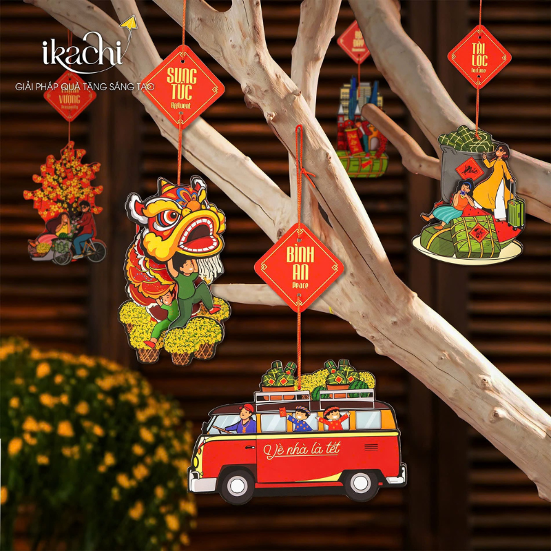 SET 5 DÂY TREO TÀI LỘC IKACHI - VẬN KHÍ HANH THÔNG, ĐÓN LỘC VÀO NH