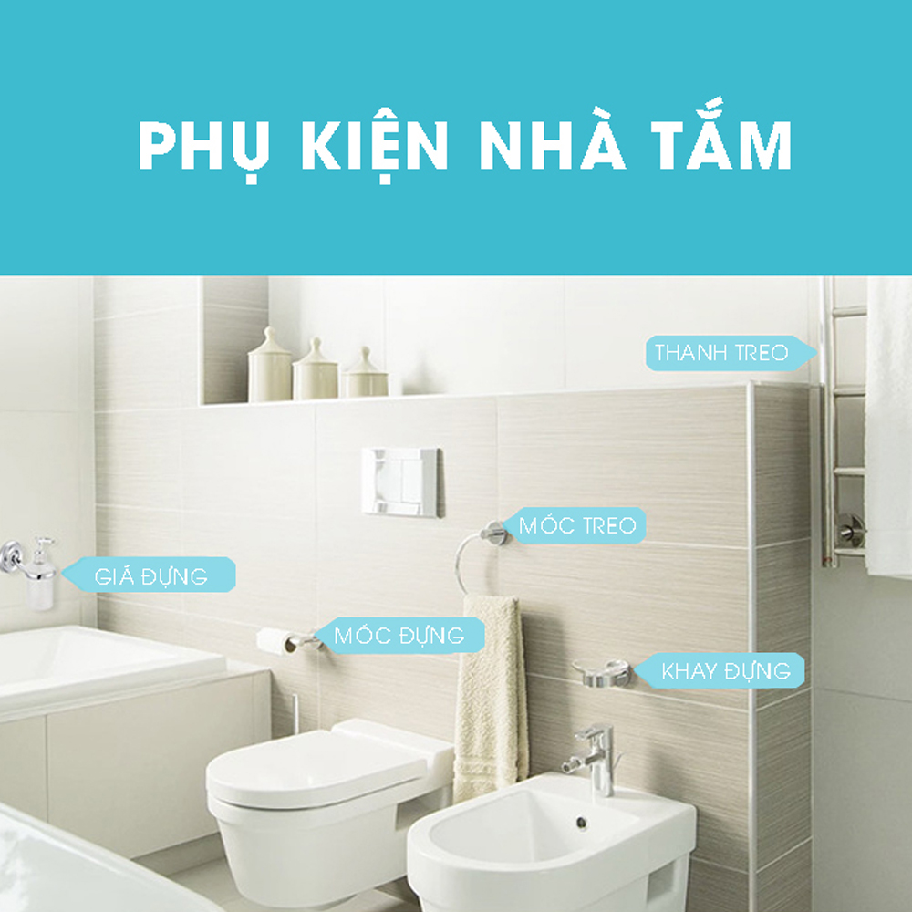 Móc treo cuộn giấy vệ sinh dán tường không cần khoan, Inox Sus 304, phụ kiện nhà tắm MIHOCO 814