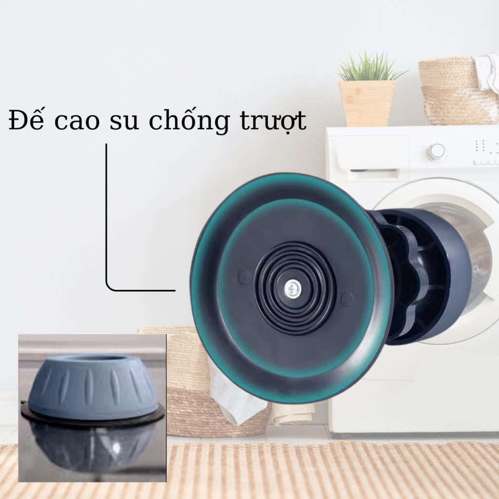 Bộ 4 Chân Chống Rung Máy Giặt Thiết Kế Tăng Giảm Chiều Cao Đế Cao Su Chống Rung Chống Trượt