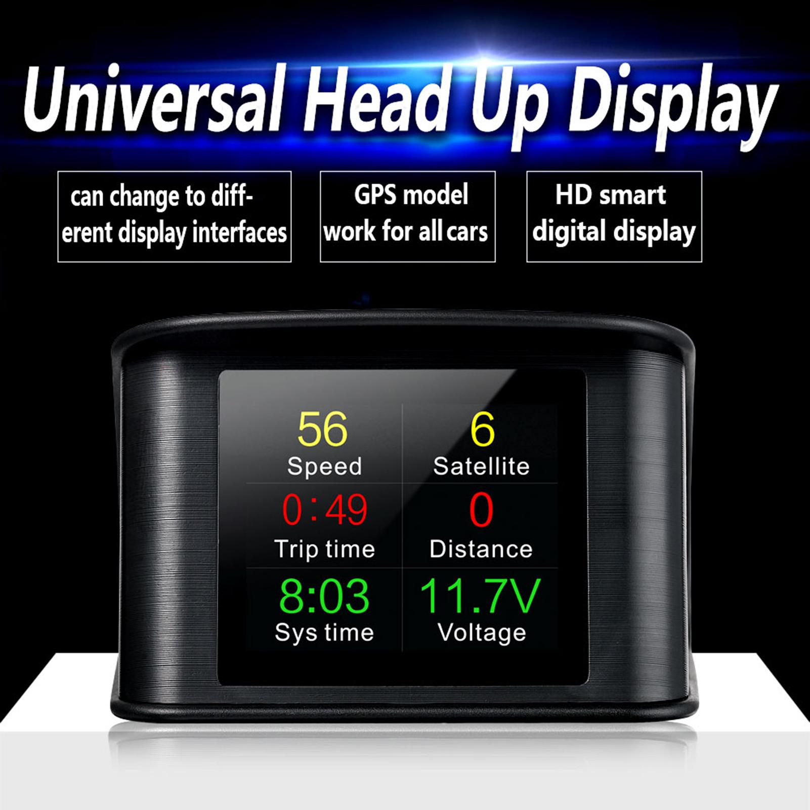 Smart HUD Display, 2.2 inch Universal GPS Head Up Display with Displays Speed, Altitude, Voltage, Clock and More Overspeed Alarm/Voltage Aarm