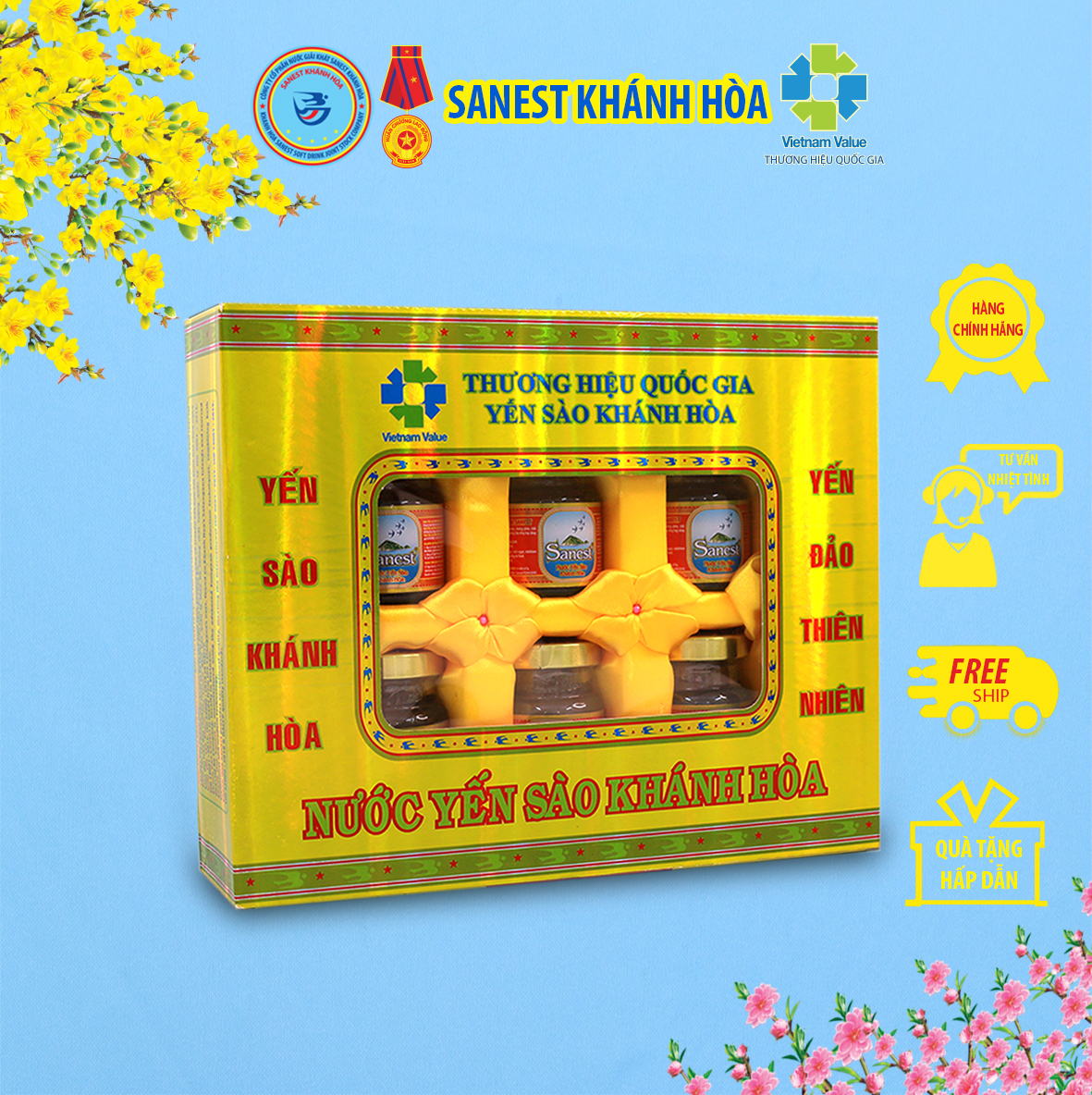Nước Yến sào Khánh Hòa Sanest Xuân có đường lọ 70ml