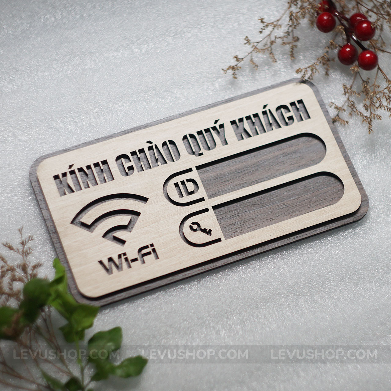 Bảng ghi thông tin wifi LEVU TW02 trang trí cho quán cà phê trà sữa hiện đại
