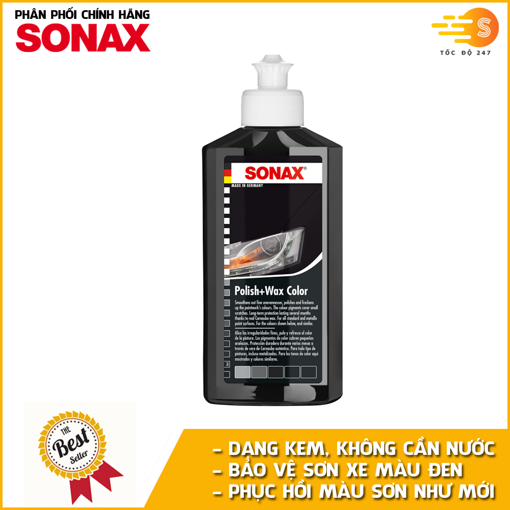 Kem đánh bóng và bảo vệ sơn màu đen xe ô tô Sonax 296141 250ml - Che phủ vết xước nhỏ, phục hồi sơn cũ, tăng độ mịn cho mặt sơn